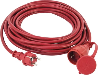 Verlengkabel 10 meter IP44, Geschikt voor Buiten, Rood, 16A, Waterdicht