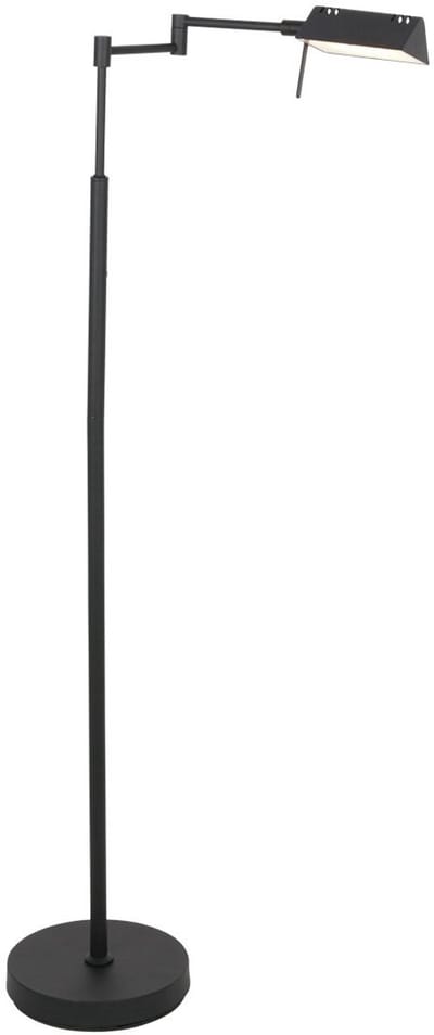 Vloerlamp GlowGo 4603ZW - zwarte leeslamp, met accu, verstelbare arm, draait en kantelt, metalen en elektronische materialen - Mexlite