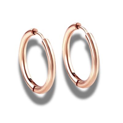 Oorringen - Oorbellen - steel - staal - roségoudkleurig - binnenmaat 16 mm buitenmaat 20 mm - hypoallergeen - klapsluiting