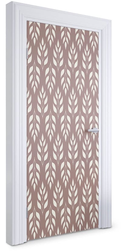 Wallfluent Deursticker - Bladpatroon Deur plakfolie - 95 x 205 cm - Bruin Deurbehang Sticker - Moderne Deur Sticker - Bloemen en planten Deurbehang - Deursticker voor de Slaapkamer - Deurfolie