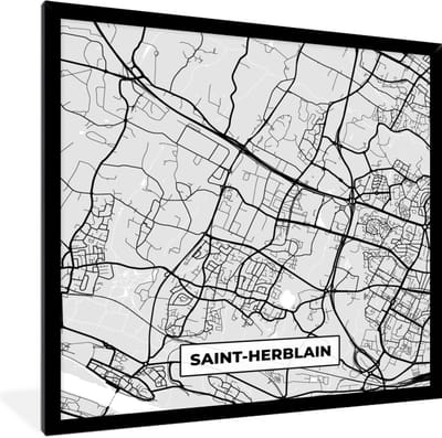 Fotolijst incl. Poster - Stadskaart - Frankrijk - Kaart - Saint-Herblain - Plattegrond - 40x40 cm - Posterlijst