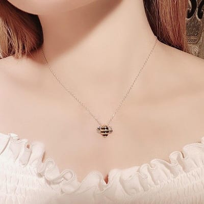 925 Sterling Zilveren Ketting Voor Vrouwen Meisjes Bee Charm Hangende Elegante Bruid Sieraden Dz618 brown