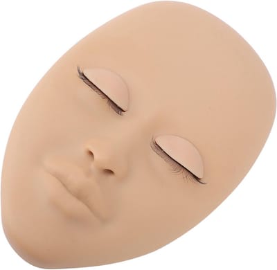 Oefenhoofd voor Wimpers met Afneembare Oogleden van Silicone voor Training en Make-up (Huidkleur)