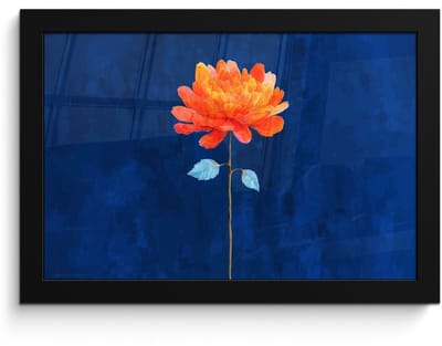 Poster in lijst - Fotolijst 30x20 cm - Posters - Bloem - Oranje - Bladeren - Posterlijst zwart - Decoratie - Wanddecoratie woonkamer - Muurdecoratie slaapkamer