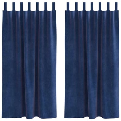 vidaXL - Blackout - Gordijnen - met - Hanglussen - 2 - stuks - Donkerblauwe - Velours
