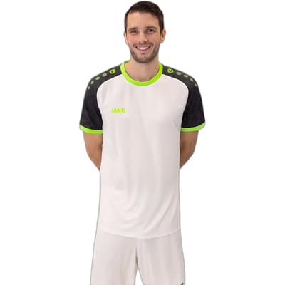 Jako Iconic Shirt Korte Mouw Kinderen - Wit / Zwart / Fluo Groen | Maat: 116