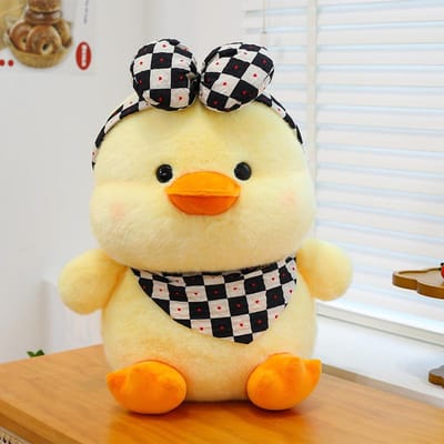 New Cute Bow Hair Scarf Duck Doll Plush Toy Little Yellow Duck Doll Girls and Children's Gift 25 cm (0.21kg)