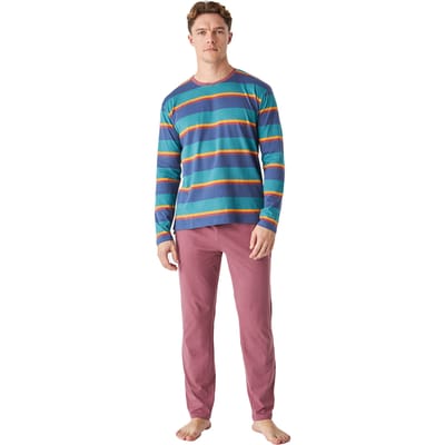 JJB12 Katoenen pyjama met lange mouwen en ronde hals voor heren