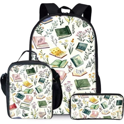 Ensemble de Sacs à Dos Trois Pièces Imprimé Livre pour Garçons et Filles Meilleurs Cadeaux Sac à Dos Scolaire Plat 2D Dessin Animé pour Enfants