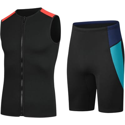 3mm Neopreen Wetsuit Korte Broek Vest Set Duiken Snorkelen Surfen Thermisch Zwempak voor Mannen Vrouwen Grijze Korte Broek + Marineblauw Blue shorts+black vest L