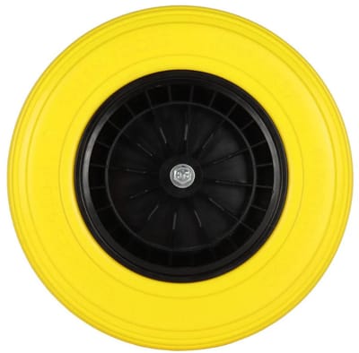 Talen Tools - Kruiwagenwiel - Professioneel - Hoge demping - 400x8 PU - Anti lek - Incl. rollager en as (130 mm) - Max. 200 kg - Asgat 20 mm