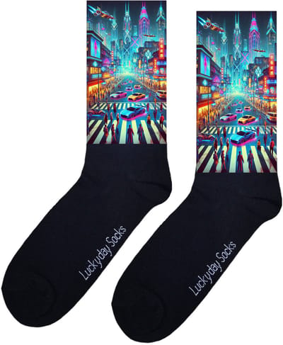 Future - Valentijns Cadeau - Grappige sokken - Leuke sokken - Hem Haar sokken - Vrolijke sokken - Sint cadeau - Vaderdag - Moederdag - Verjaardag cadeau - Kerst cadeau - Leuk Cadeau - Toekomst - Fantasie - Print sokken - Socks maken Happy - 37-44