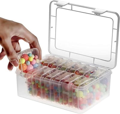 Parelorganizer Met Vakjes - Opbergdoos Sieraden - Hobby Materiaal Sorteren - Waterdicht Ontwerp - 14 Vakken - Transparant