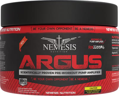 Nemesis Nutrition | Argus | L-arginine | 180 capsules á 825mg 90 servings | Pre-workout | Intra-workout | Aminozuren | Nutriworld