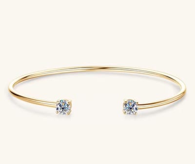 Selevie Armband Goud met 0.5ct Moissanite stenen - Bangle gold - Bracelet - Hoop with moissanite stones -