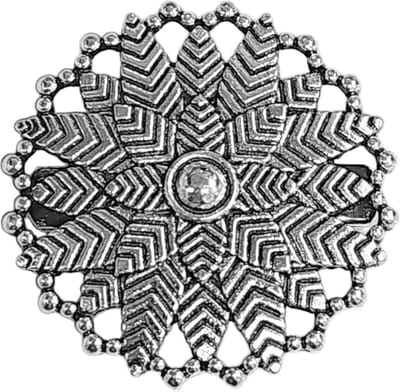 Fako Bijoux® - Vestsluiting Broche Rond - Vestclip - Varen Bloem - 44mm - Zilverkleurig