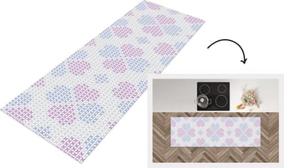 Keukenloper - Loper keuken - Klaver - Patronen - Paars - 150x50 cm - Keukenloper vinyl