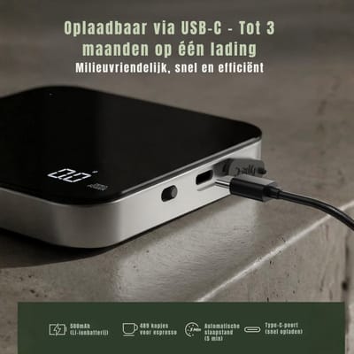 TIM® Precisie Weegschaal - Koffie Weegschaal - Keuken Weegschaal - Koffie Weegschaal met Timer - Zwart/Zilver - 11cm x 11cm x 2cm