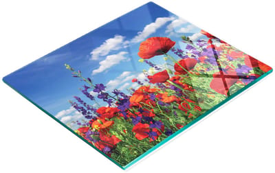 Multifunctionele decoratieve snijplank voor de keuken, gehard met wilde bloemen, 60x52 cm