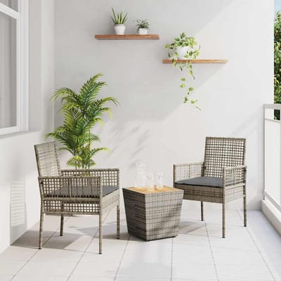vidaXL - Tuin - Bistro - Set - 3 - st - Grijs - poly - rattan