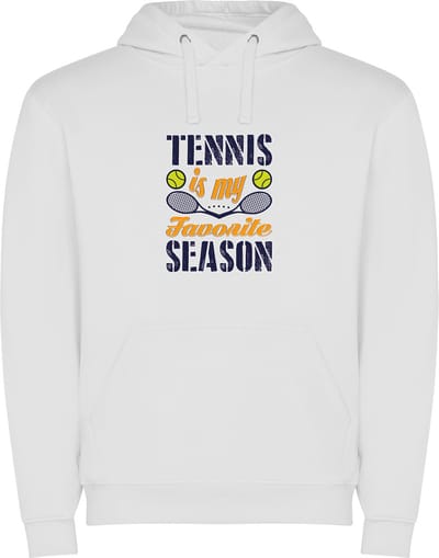 Witte unisex hoodie met “ Kleurrijke Tennis is my Favorite Season – Sport “ Print Full Color Color merk Roly maat S