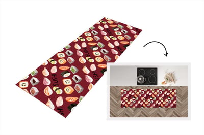 Keukenloper - Loper keuken - Patroon - Sushi - Japan - Quotes - 150x50 cm - Keukenloper vinyl