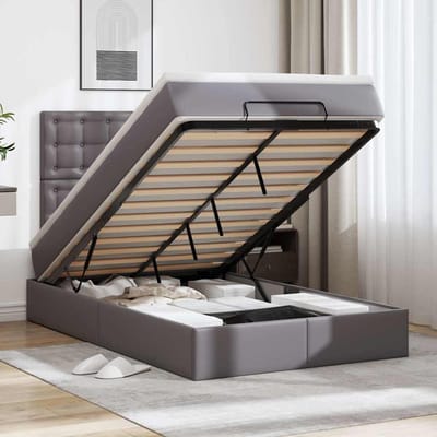 vidaXL - Ottoman - bed - met - matras - 120x200cm - kunstleer - grijs