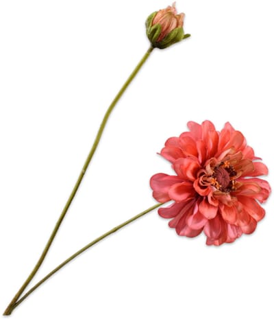 Silk-ka Kunstbloem-Zijde Bloemen Zinnia Tak Roze-Oranje 62 cm