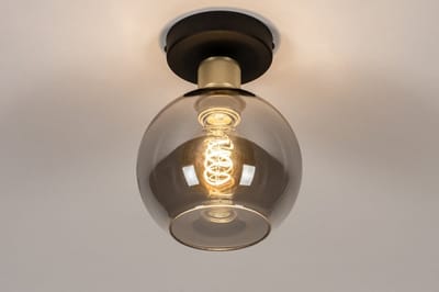 Lumidora Plafondlamp 74395 - Plafonniere - MARIEKE - E27 - Zwart - Grijs - Goud - Messing (kleur) - Metaal - ⌀ 18 cm