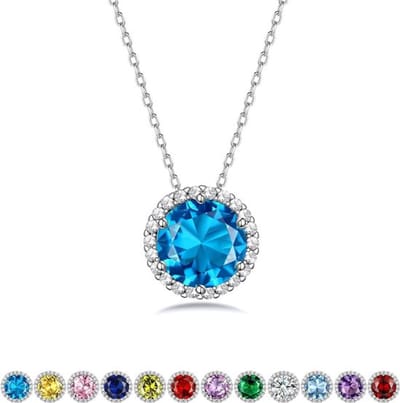 Geboortesteen hanger ketting voor vrouwen - hart/ronde/druppel/vierkant - zilver - met cubic zirkoon - verjaardag cadeau voor moeder