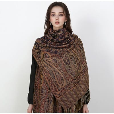 Kasjmier Pashmina Sjaal Dames Wrap Warme Winter Sjaals Ontwerp Print Vrouwelijke Foulard Katoenen Stola Sjaal black