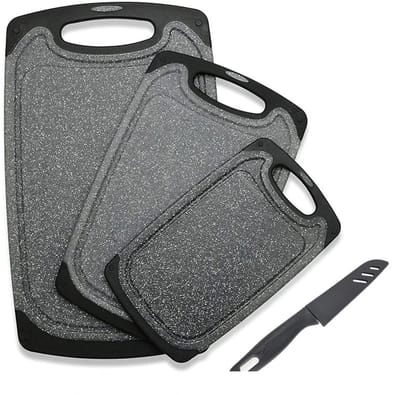 WiseGoods Premium Snijplankenset - Keuken Accessoires - Koken - Antibacterieel - Antislip - Keukenplanken - Kookgerei - Zwart 3st