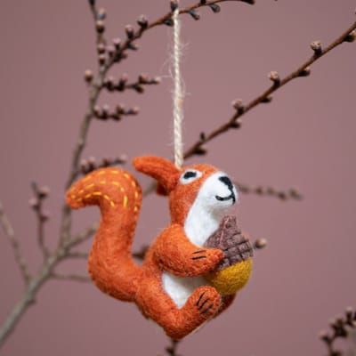 Hanger Vilt Fairtrade - Eekhoorn Oranjebruin - 10cm - Bosthema Homedeco