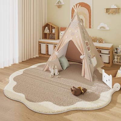 Tapijten in Cartoonstijl voor Slaapkamer Irreguliere Vormen Woonkamer Decoratie Tapijt Dik Pluche Kindervloermat Studeerkamer Antislip Tapijt 80x80CM