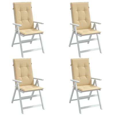 vidaXL - Stoelkussens - 4 - st - hoge - rug - 120x50x4 - cm - stof - gemêleerd - beige