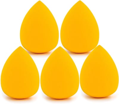 Intirilife Set van 5 Make Up Spons Ei Make-up Spons in Geel - Zachte Beauty Blender voor Foundation en Concealer Cosmetische Make Up Spons voor Crème en Liquid Foundation Powder
