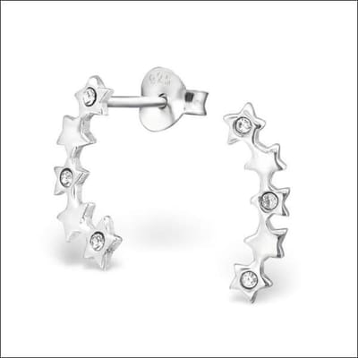 Aramat Jewels | Oorbellen | Zilveren Ster Oorbellen Sterretjes – 925 Zilver Meerdere Maten | 5 sterretjes-14x3mm | | | Zilver | Kinderen, Volwassenen | Verkleurd niet