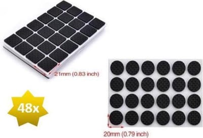 FSW-Products -Zelfklevende meubelonderzetters - 2 x 24 stuks - Set van ronde en vierkante meubel onderzetters - Vloerbeschermers - Vloerbeschermer - Anti-slip stoelpoot - Anti-kras vilt - Rubber stoel beschermer - Beschermvilt vierkant