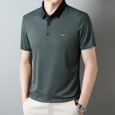 Heren T-shirt met kraag, korte mouwen, zomer, jeugd, high-end mode, gestreept poloshirt, herenkleding XXXXL