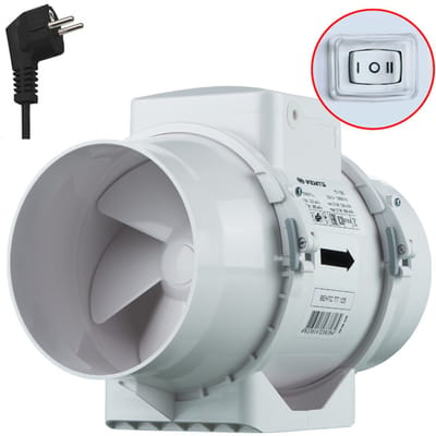 Vents TT buisventilator 100 mm - Met 2-standen schakelaar en stekker - 187 m³/h