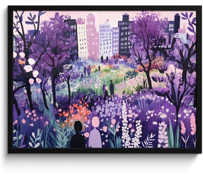 Poster in lijst - Fotolijst 70x50 cm - Posters - Park - Bomen - Bloemen - Gebouwen - Posterlijst zwart - Decoratie - Wanddecoratie woonkamer - Muurdecoratie slaapkamer