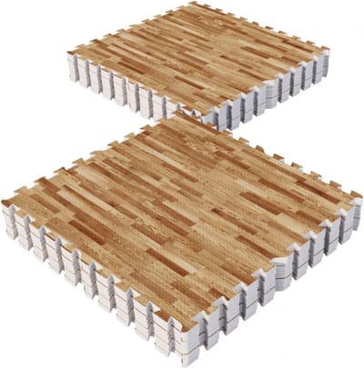 Gorilla Sports Vloermatten - Beschermingsmatten - 16 stuks - Totaal 5,76 m2 - Lichte houtlook - Sportvloer - Puzzel