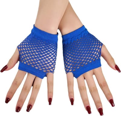 Elegante Visnet Handschoenen voor Feestkleding en Avondjurken voor Vrouwen en Meisjes, Royal Blue, One Size