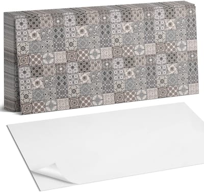 Coloray Plaktegels - Vintage patronen Zelfklevende Wandtegels - 40 cm x 20 cm - Zwart Plaktegels - 10 stuks - Rechthoek PVC Tegels - Plaktegels Badkamer - Vloertegels Zelfklevend - Vinyltegels Vloer Zelfklevend - Portugese Tegels