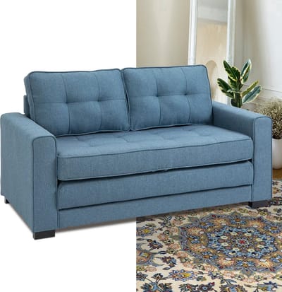 Slaapbank - Uitklapbaar - Slaapstoel - Logeerbed - Zetelbed - Slaapfauteuil - Vouwbed - 2 persoons - Zeer comfortabel - Blauw