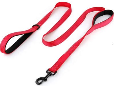 Rieba® Hondenriem 150cm – Reflecterend - Sleeplijn – Speurlijn - Hondenlijn – Looplijn – Riem Hond - 2.5 cm Breed – Nylon - Zachte Handgreep - Sterk & Duurzaam – Rood