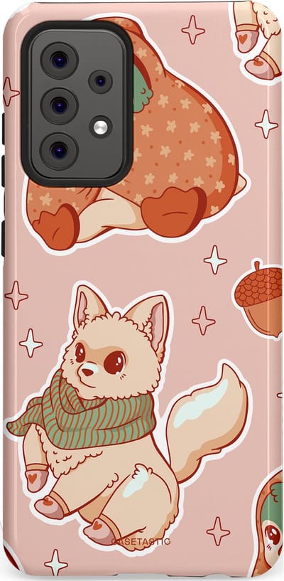 Casetastic hoesje geschikt voor Samsung Galaxy A52 (2021) 5G / Samsung Galaxy A52 (2021) 4G - Dubbellaagse bescherming - Winter avontuur - Fashion Case - Perzik Zand Lichtgrijs