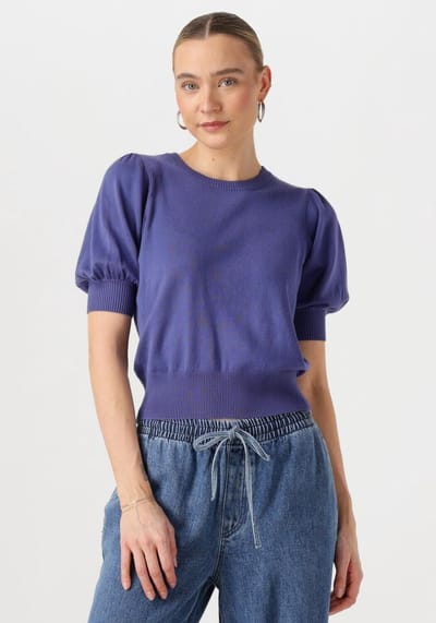 Minus Liva Knit Tee Tops & T-shirts Dames - Shirt - Blauw - Maat XS
