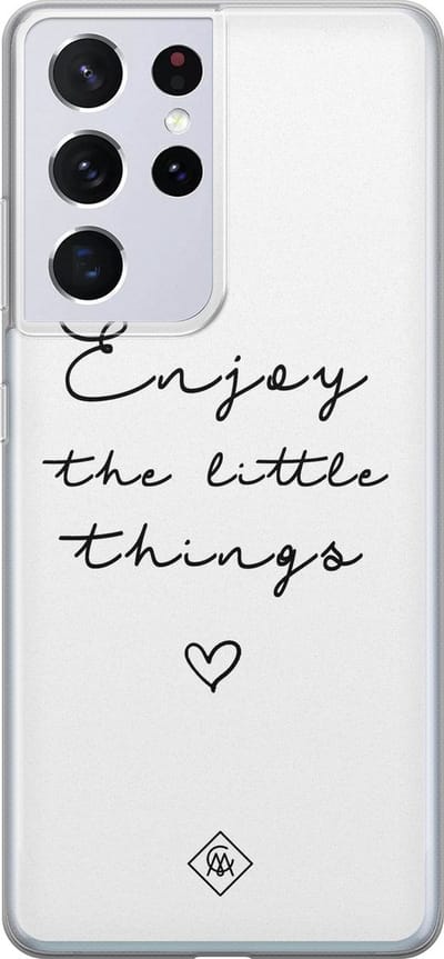 Casimoda® hoesje - Geschikt voor Samsung S21 Ultra - Enjoy Life - Backcover - Siliconen/TPU - Zwart