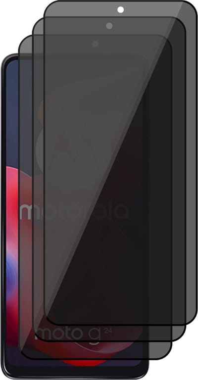 Privacy Screenprotector geschikt voor Motorola Moto G24 - 3x Volledig Dekkend Glas Screen Protector